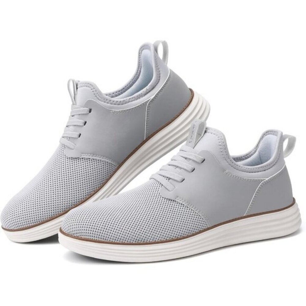 ⚡VILOCY Men's Light Grey Fashion Dress Oxfords Business Mesh Breathable Sneakers - Picture 8 of 9